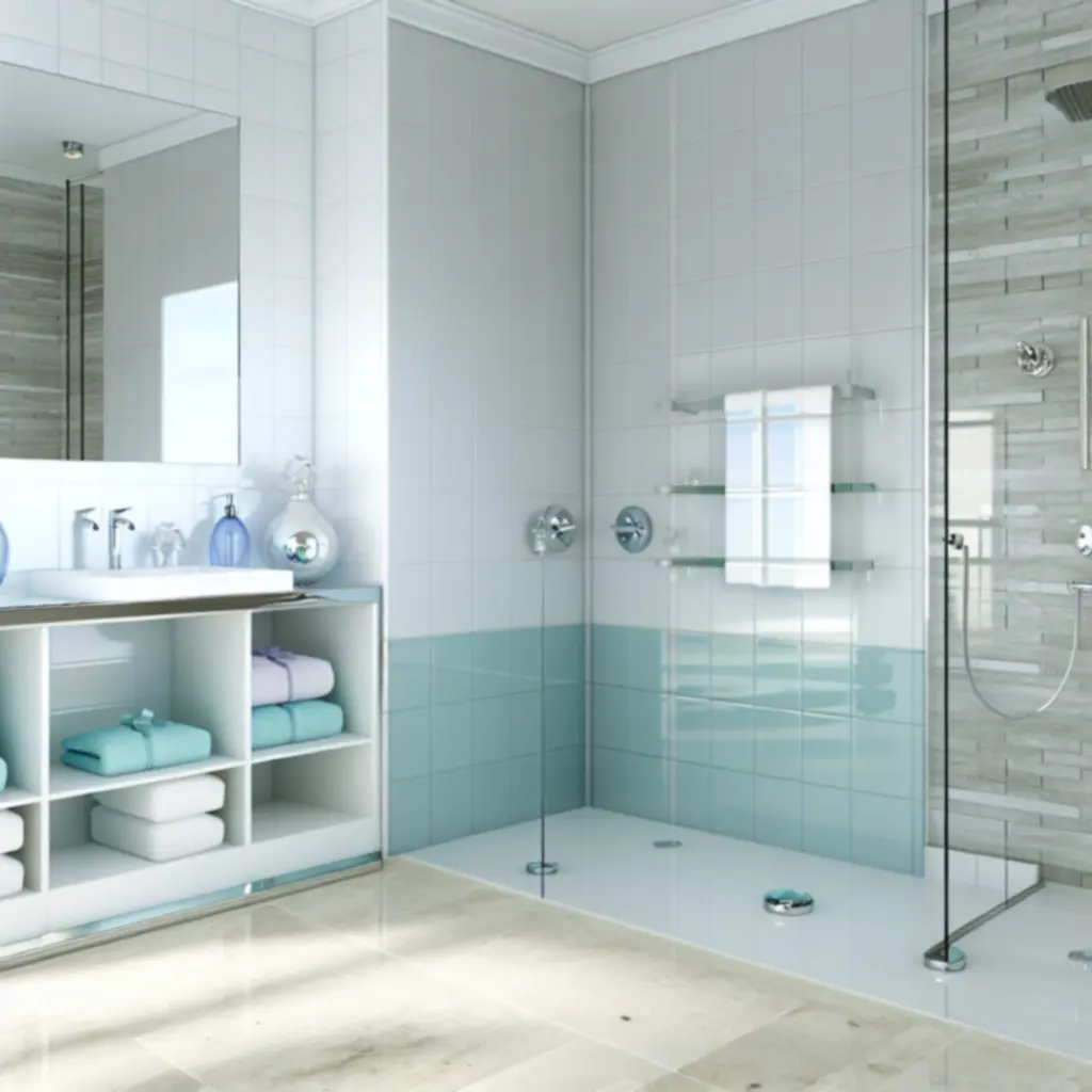 Restaurált, makulátlan fürdőszoba építkezés után