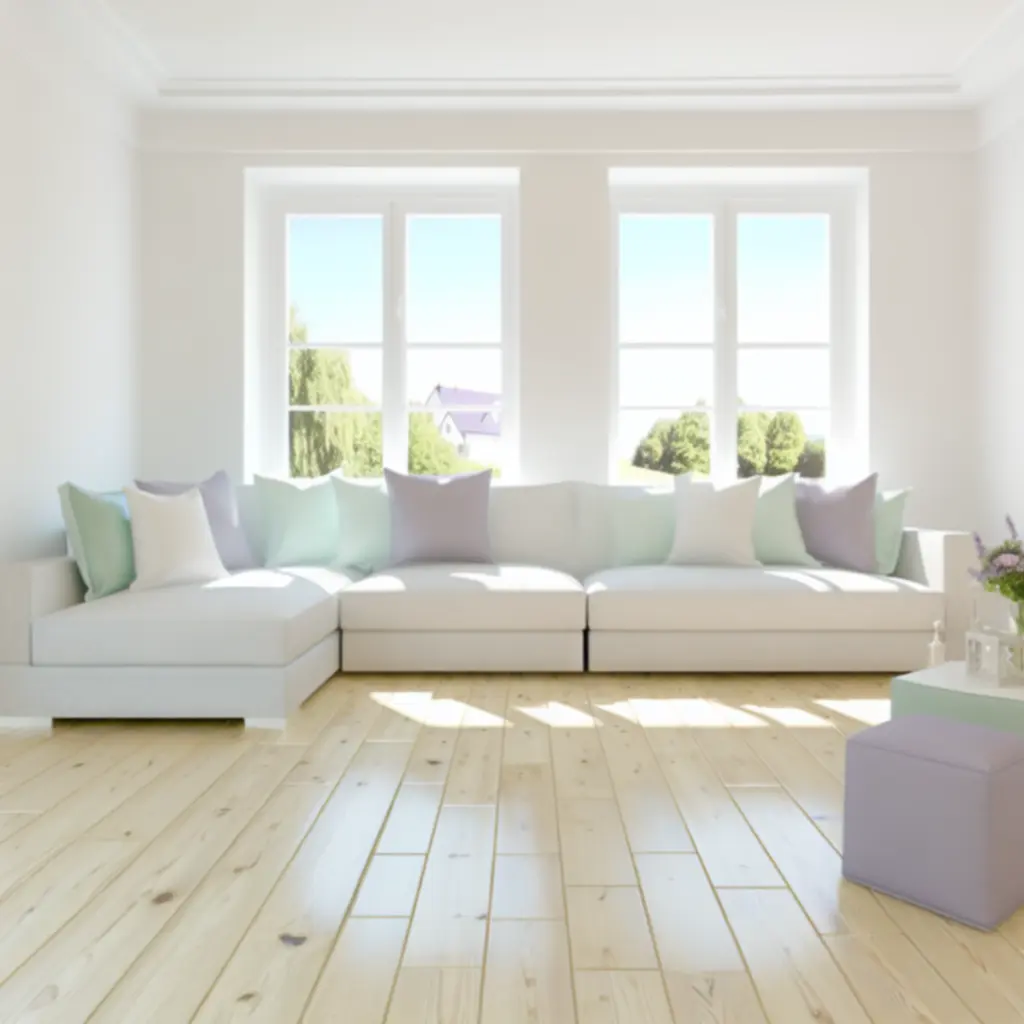 Helyreállított, tökéletesen tiszta nappali tér építkezés után